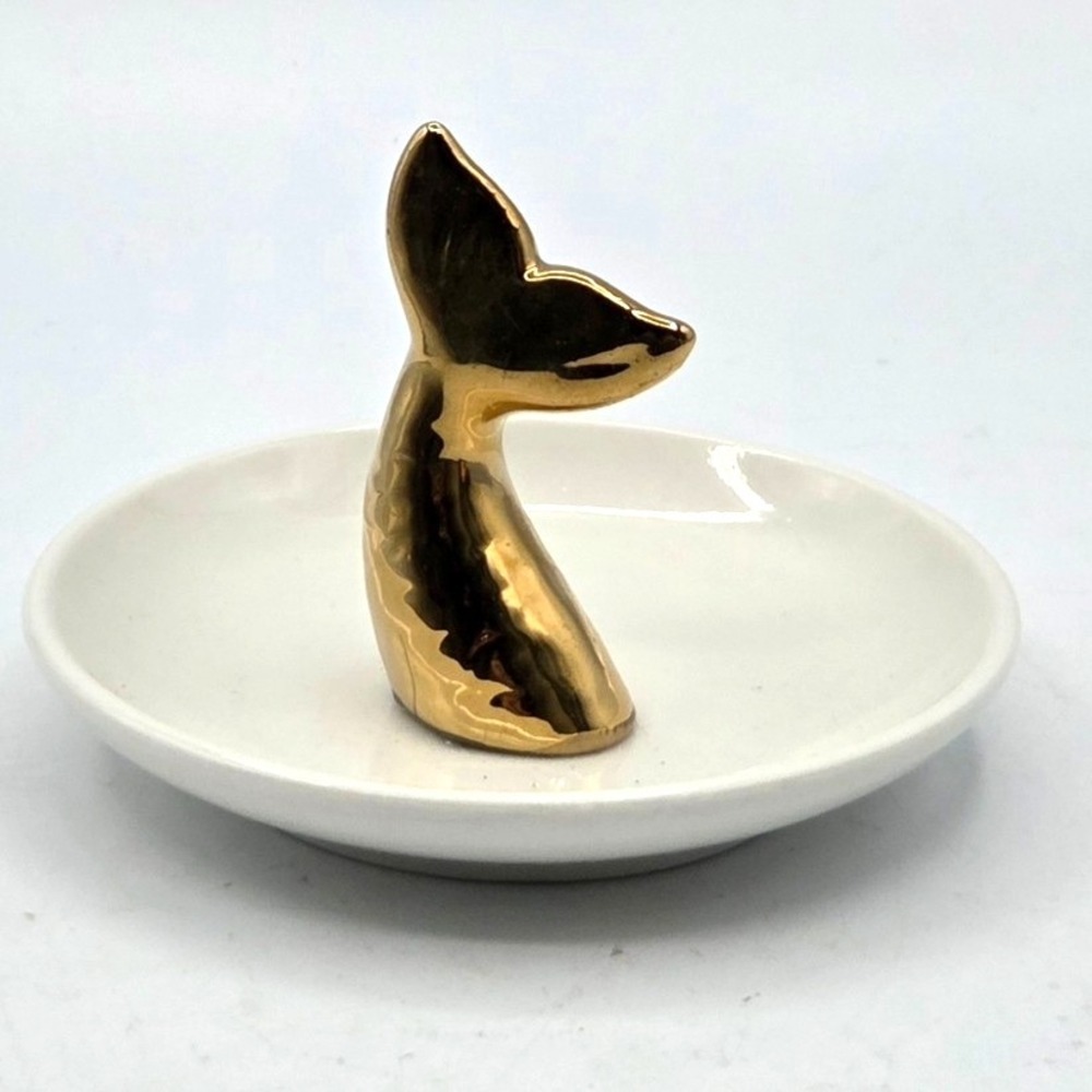 VINTAGE Whale Tail Mermaid Tail Ring Dish, Trinket Dish, Jewelry Holder RETRO